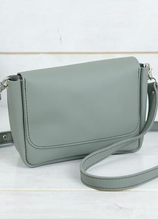 Шкіряна жіноча сумочка "макарун хl", шкіра grand, колір сірий5 фото