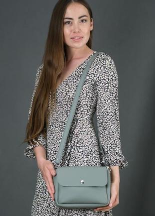 Кожаная женская сумочка "макарун xl", кожа grand, цвет серый2 фото