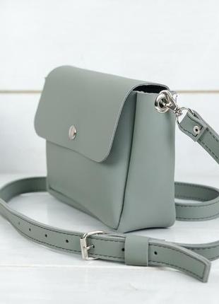 Шкіряна жіноча сумочка "макарун хl", шкіра grand, колір сірий4 фото