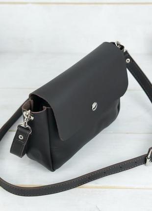 Кожаная женская сумочка "макарун xl", кожа grand, цвет шоколад3 фото