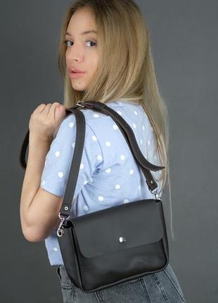 Кожаная женская сумочка "макарун xl", кожа grand, цвет шоколад2 фото