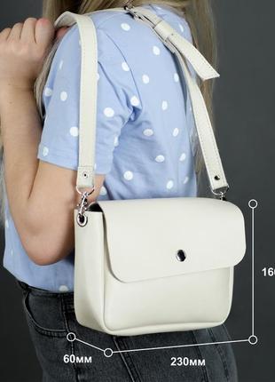 Кожаная женская сумочка "макарун xl", гладкая кожа, цвет кремовый7 фото