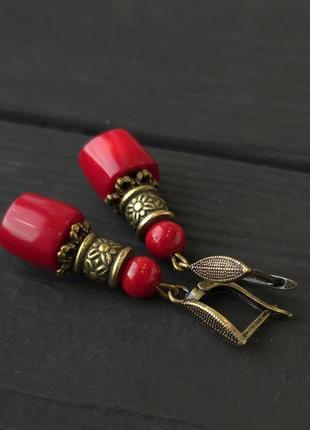 Серьги из натурального коралла "santi"