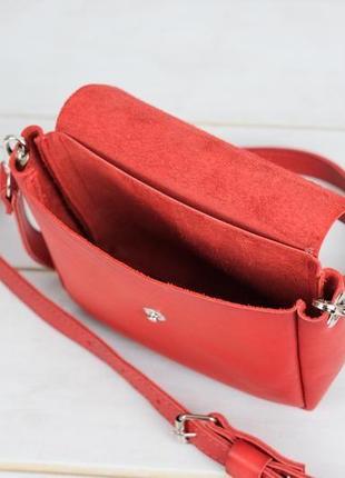 Кожаная женская сумочка "макарун мини", кожа итальянский краст, цвет красный6 фото