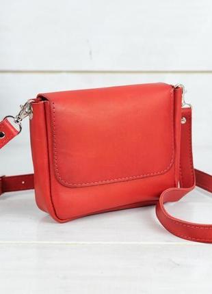 Шкіряна жіноча сумочка "макарун міні", шкіра італійський краст, колір червоний5 фото