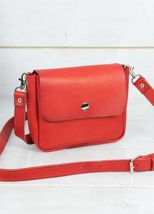Кожаная женская сумочка "макарун мини", кожа итальянский краст, цвет красный2 фото