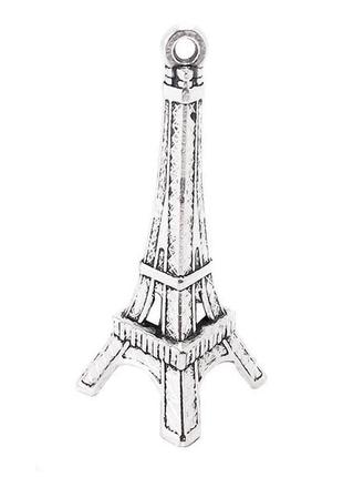 Подвеска металлическая эйфелева башня 17х42 мм, серебро, 2 шт1 фото