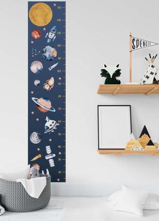 Виниловая интерьерная наклейка цветная декор на стену, обои ростомер "космические объекты"
