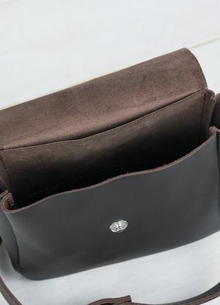 Шкіряна жіноча сумочка "макарун міні", шкіра grand, колір шоколад6 фото