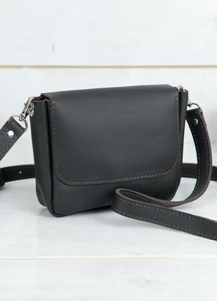 Шкіряна жіноча сумочка "макарун міні", шкіра grand, колір шоколад5 фото
