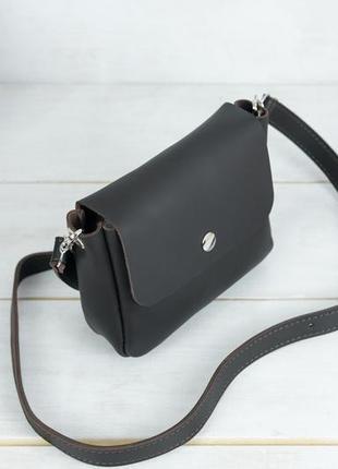 Шкіряна жіноча сумочка "макарун міні", шкіра grand, колір шоколад3 фото