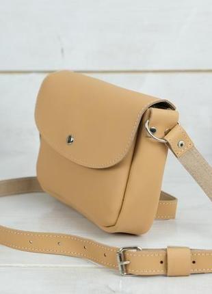Шкіряна жіноча сумочка мія, шкіра grand, колір бежевий4 фото