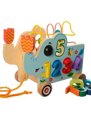Дитяча розвиваюча іграшка на колесах md 1256 дерев'яна від imdi3 фото