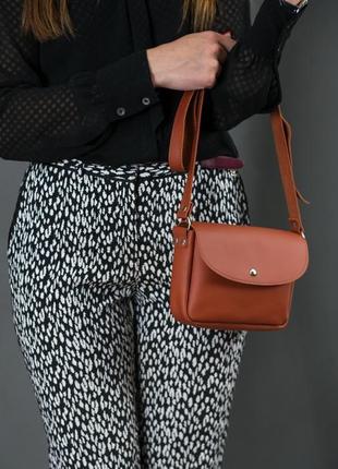 Шкіряна жіноча сумочка мія, шкіра grand, колір коньяк2 фото