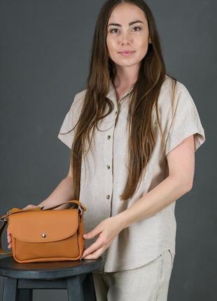 Шкіряна жіноча сумочка мія, шкіра grand, колір бурштин1 фото