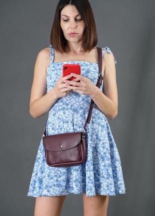 Кожаная женская сумочка мия, кожа итальянский краст, цвет бордо1 фото