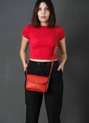 Шкіряна жіноча сумочка мія, шкіра італійський краст, колір червоний1 фото