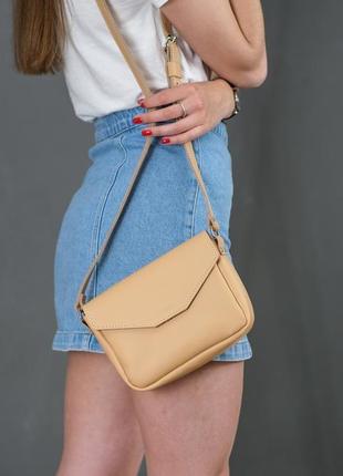 Шкіряна жіноча сумочка лілу, шкіра grand, колір бежевий2 фото