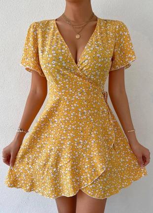 Жіноча літня сукня міні на запах,женское летнее платье мини короткое лёгкое
