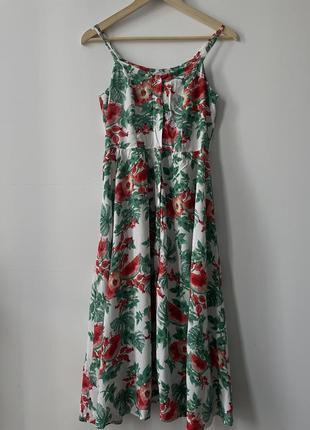 Плаття міді для літа з квітковим принтом.3 фото