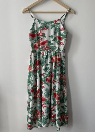 Плаття міді для літа з квітковим принтом.4 фото