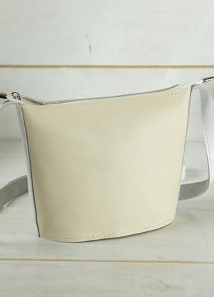 Кожаная женская сумочка эллис, гладкая кожа, цвет кремовый5 фото