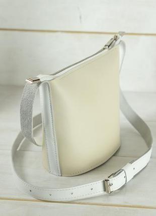 Кожаная женская сумочка эллис, гладкая кожа, цвет кремовый3 фото