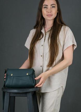 Кожаная женская сумочка френки, кожа grand, цвет зеленый