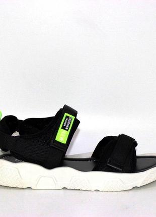 Жіночі чорні спортивні текстильні сандалі на двох липучках чорний6 фото