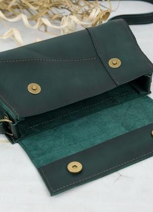 Кожаная женская сумочка френки вечерняя, кожа итальянский краст, цвет зеленый6 фото
