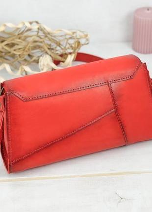 Кожаная женская сумочка френки вечерняя, кожа итальянский краст, цвет красный5 фото