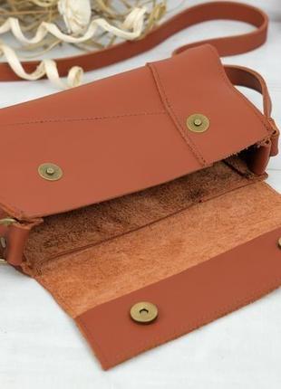 Кожаная женская сумочка френки вечерняя, кожа grand, цвет коньяк6 фото