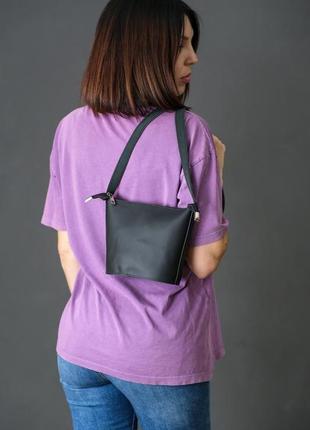 Шкіряна жіноча сумочка елліс, шкіра grand, колір чорний1 фото