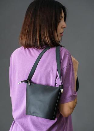 Шкіряна жіноча сумочка елліс, шкіра grand, колір чорний2 фото