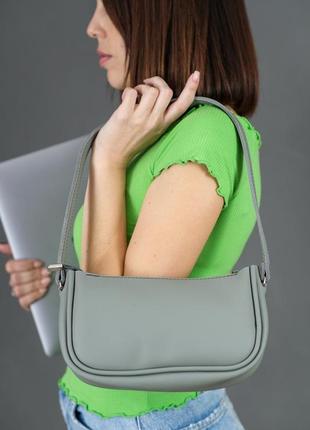 Шкіряна жіноча сумочка джулс, шкіра grand, колір сірий2 фото