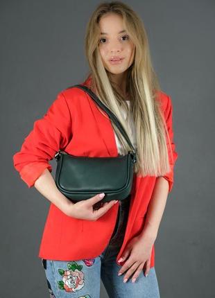 Кожаная женская сумочка джулс, кожа итальянский краст, цвет зеленый1 фото