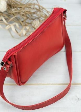 Шкіряна жіноча сумочка джулс, шкіра італійський краст, колір червоний3 фото