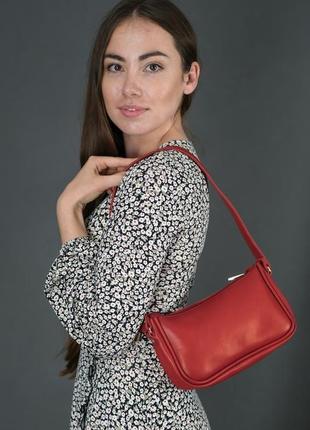 Шкіряна жіноча сумочка джулс, шкіра італійський краст, колір червоний2 фото