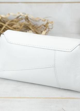 Кожаная женская сумочка вечерняя френки, гладкая кожа, цвет белый5 фото
