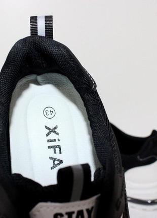 Молодіжні чорно-білі кросівки з текстильними вставками білий7 фото
