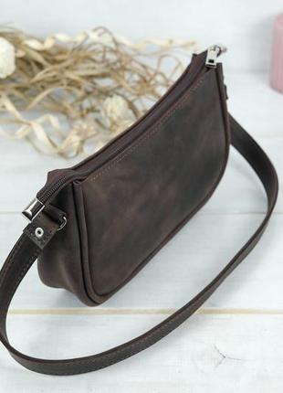 Кожаная женская сумочка джулс, винтажная кожа, цвет шоколад3 фото
