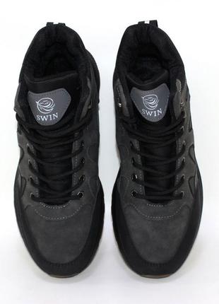 Теплі зимові чоловічі черевики сірого кольору сірий2 фото