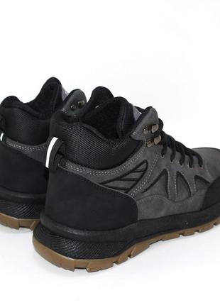 Теплі зимові чоловічі черевики сірого кольору сірий5 фото