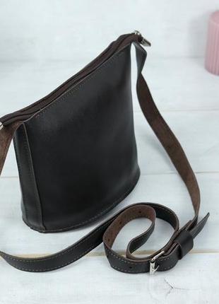 Кожаная женская сумочка эллис, гладкая кожа, цвет шоколад4 фото