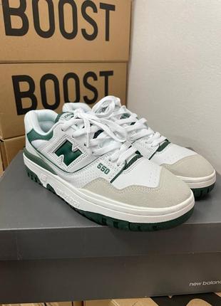 New balance 550 white green2 фото