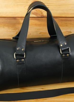 Кожаная сумка travel "модель №80". гладкая кожа, цвет черный