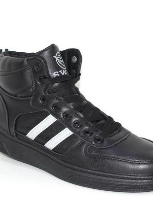 Демісезонні високі кросівки на шнурівці чорний1 фото