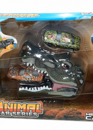 Крокодил-катапульта игрушечный с машинками