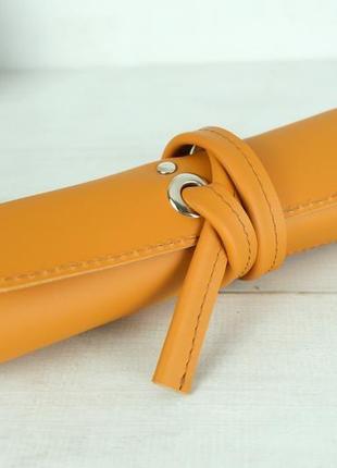 Кожаный пенал "скрутка на 4 кармана", кожа grand, цвет янтарь1 фото