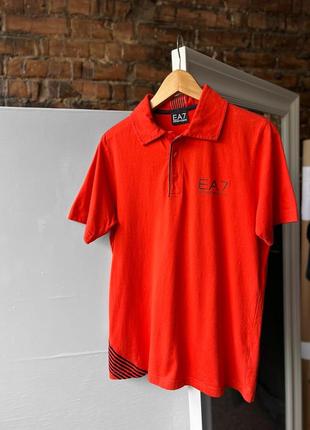 Emporio armani ea7 men’s orange cotton short sleeve polo shirt оранжеве, однотонне поло